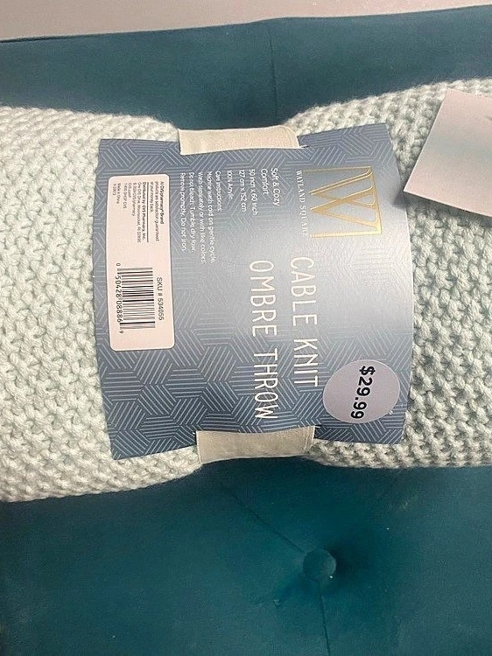 Home Cable Knit Ombre Throw green/turquoise Throw NWT